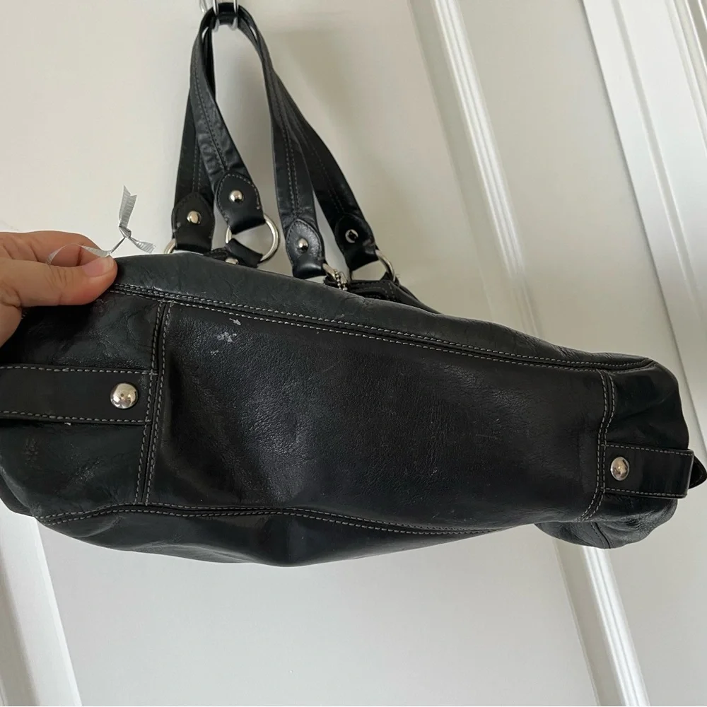 Coach Black Madison Maggie Leather Shoulder Bag with Silver Hardware - Picture 4 of 11